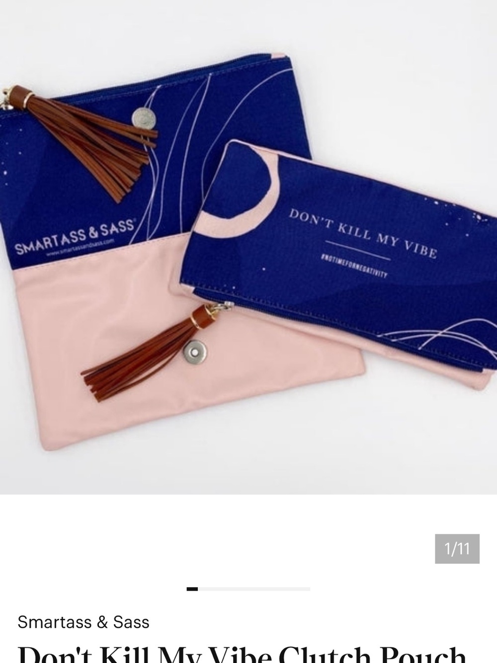 Don't Kill My Vibe Clutch Pouch - Navy & Blush